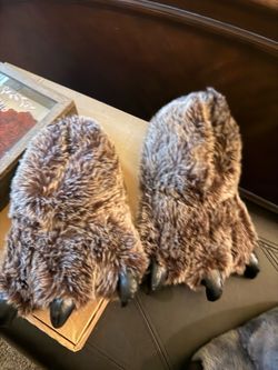 FREE !!! Big furry slippers/ Blue are meduim  2-3  Grey are S/M