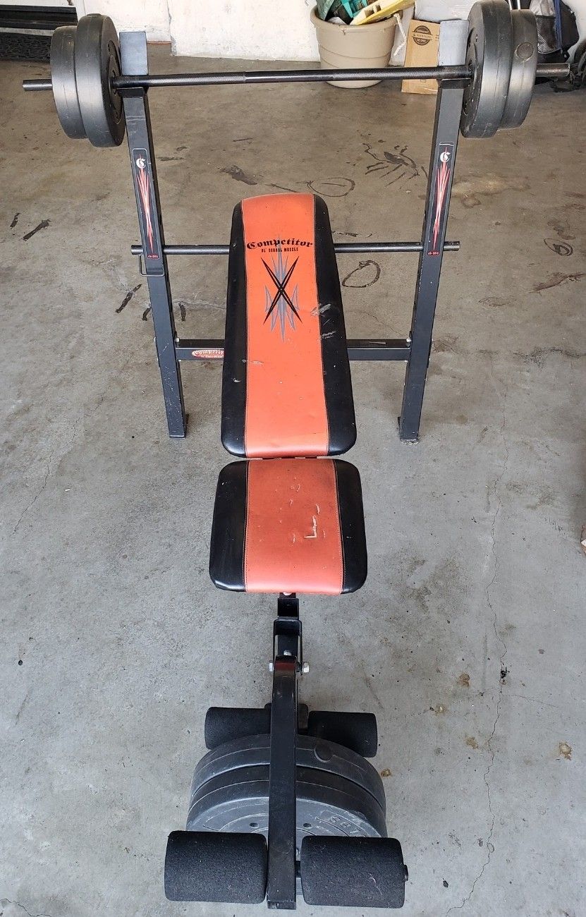 Competitor Weight Bench with 100 lbs set. for Sale in Corona, CA OfferUp