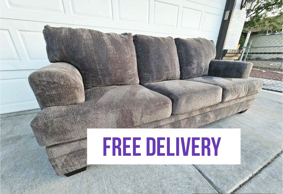 Free Delivery ✅️.  Soft Fabric Charcoal Grey Sofa Couch 1pc