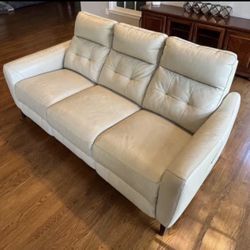 Timmons Leather Power Reclining Sofa with Power Headrest – Like New