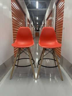 CRAZY STORAGE SALE! Pair of Red Counter Height Stools (Eames Style Replica) - Doral Pick-up by DEC 1!
