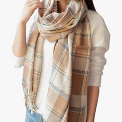 Wander Agio Women's Fashion Long Shawl Big Grid Winter Warm Lattice Large Scarf
