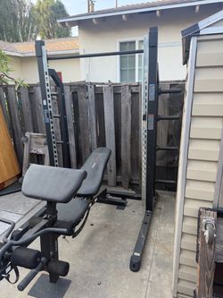Squat rack with bench