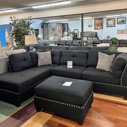 🔥Hot Deal🔥Brand New 2pc Black Sectional Couch 
