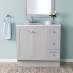 Glacier Bay Bannister 37” bathroom vanity in Pearl Gray