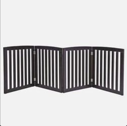 24" 4Panels Pet Gate Step Over Fence Doorway Hall Stair Folding Dog Exercise Pen
