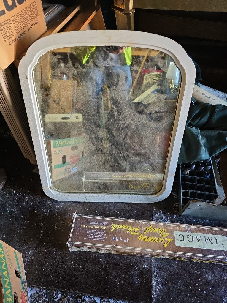 Antique Mirror 30" X 24 " Wood Frame