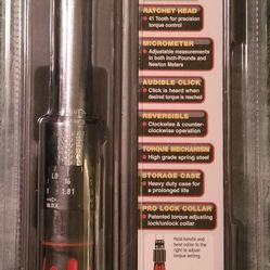 NEW Torque wrench 3/8" 30-250 in/lbs.