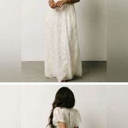 Baltic Born Evelyn Floral Burnout Smocked Maxi Dress in Off White