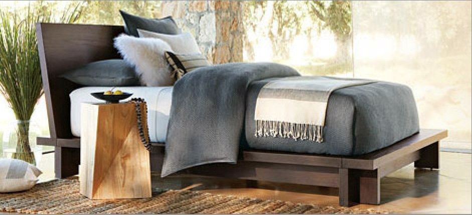 West Elm Corner Leg Platform Bed Frame with Matching Nightstands