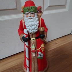 Rare Vintage Schmid Santa With Toy Basket Music Box 1987 White Christmas 