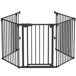 120 Inches Wide Configurable Baby Gate, Fireplace Safety Fence/Guard, Adjustable 5-Panel Metal Play Yard for Toddler/Pet/Dog, Christmas Tree Fence, In