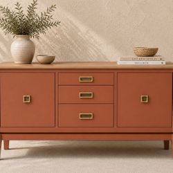 Refinished Mid Century Terra Cotta Buffet / Dresser 