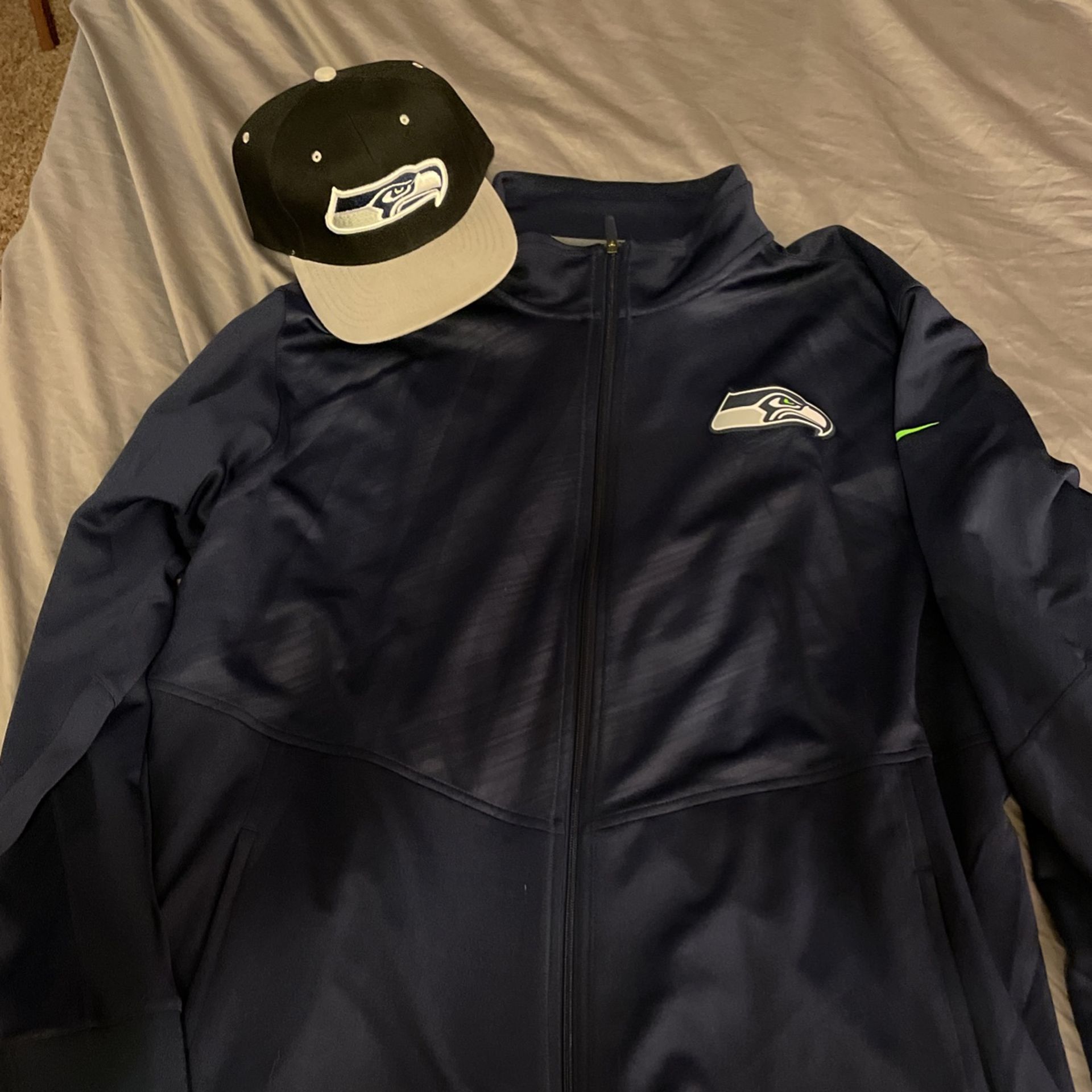 Nike Seahawks Zip Up Coat And Hat 