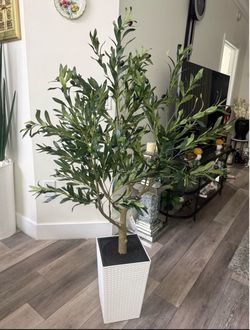 Pretty Artificial  plant Olive 🫒 tree with planter ! Brand New
