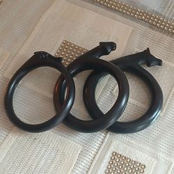Vintage Handcrafted Animals Wooden Bangle Bracelets set of 3