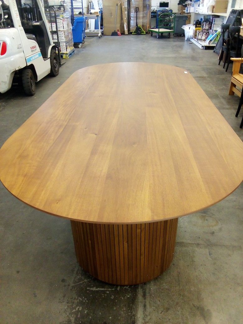 Extra Long Oval Chestnut Wood Fluted Russo Dining Table