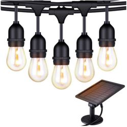 48Ft Solar Powered String Lights Waterproof LED Hanging Edison Bulb Lights with 15 Bulbs