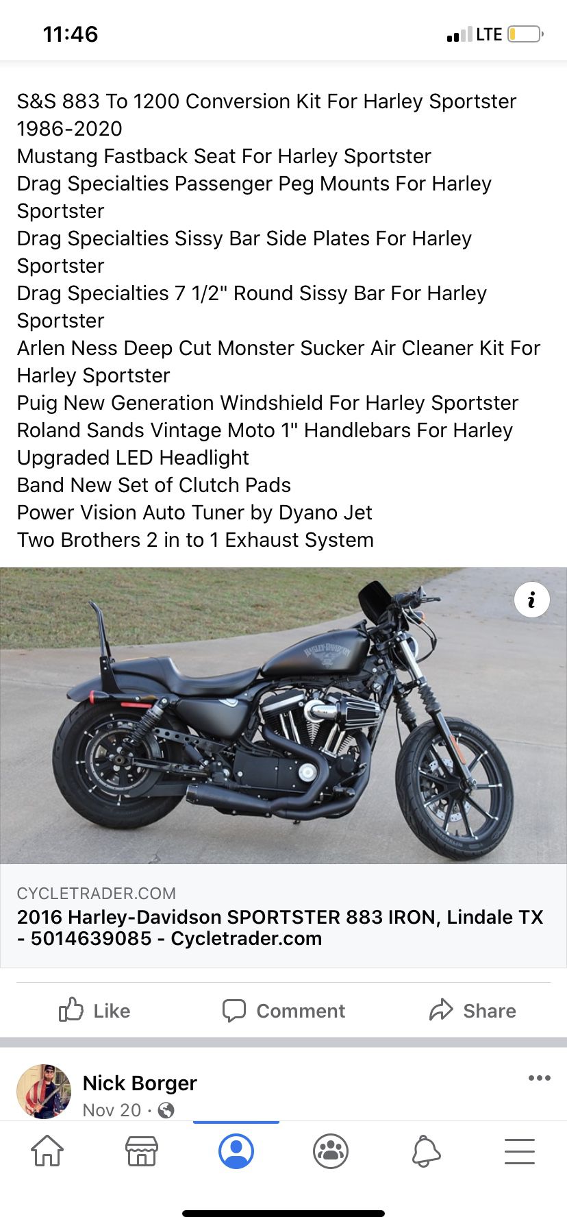 Photo Harley Davidson Iron 883 Converted To 1250cc