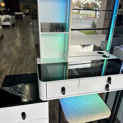 Vanity Desk with Mirror & RGB LED Lights In Store