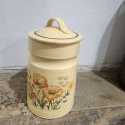 Vintage TREASURE CRAFT Crockery Ovenware  Wildflowers Poppies 10.5" Canister