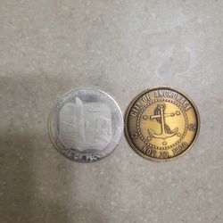 1970 Anchorage Alaska Golden Anniversary Silver And Bronze Coin Set 