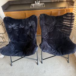 2 comfy black butterfly chairs