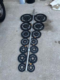 Olympic weight set with barbell