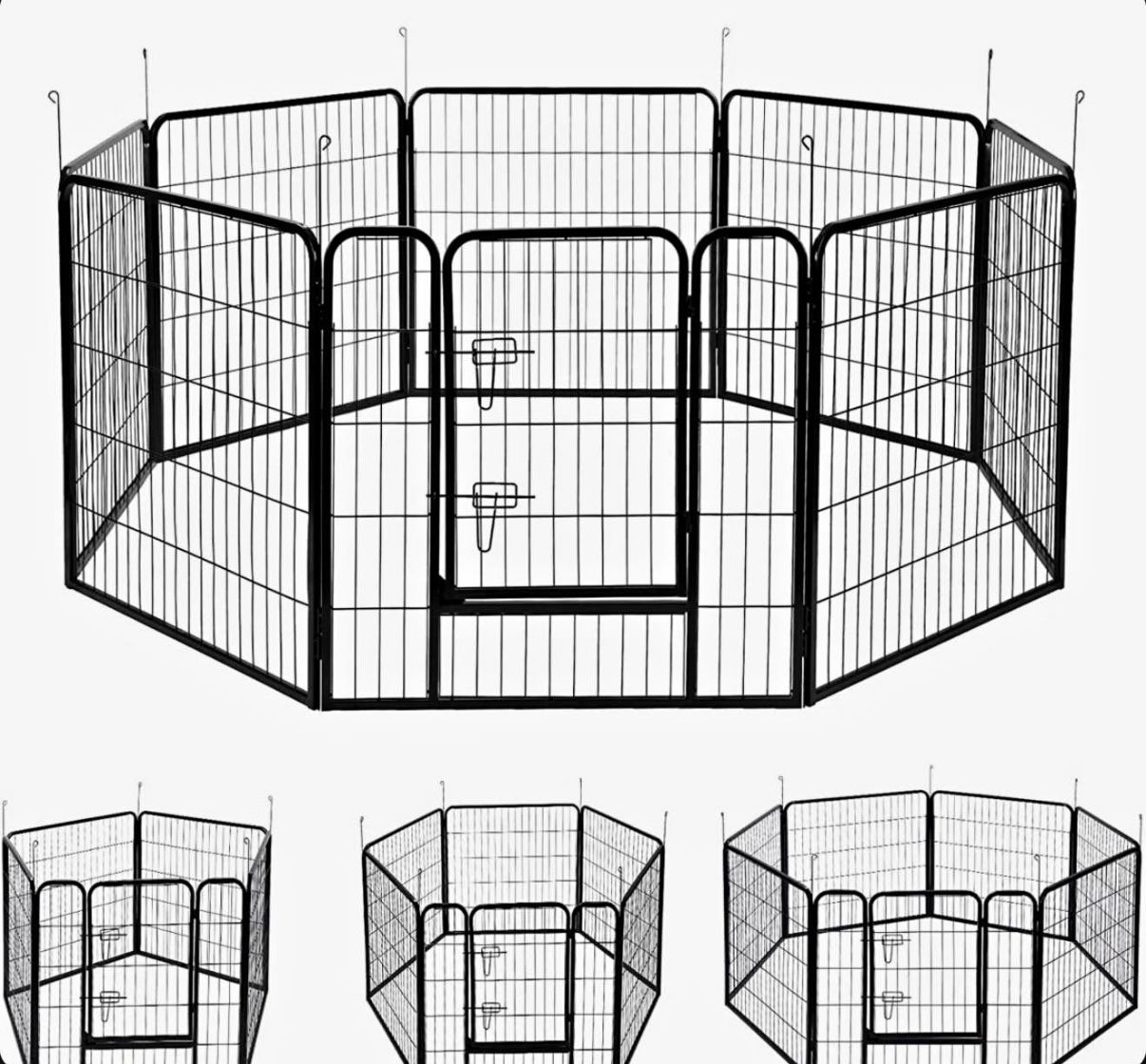32'' 8 Panel Foldable Metal Pet Fence Barrier