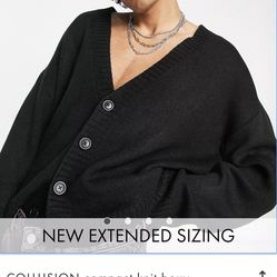 COLLUSION compact knit boxy cardigan in black