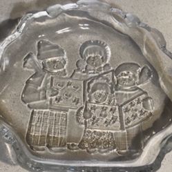 Vintage Vintage Mikasa Christmas caroler heavy frosted glass dish/tray