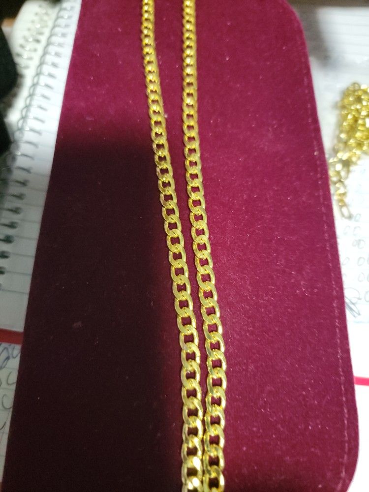 18k Gold Filled 4mm CUBAN LINK 20 Inch Chain