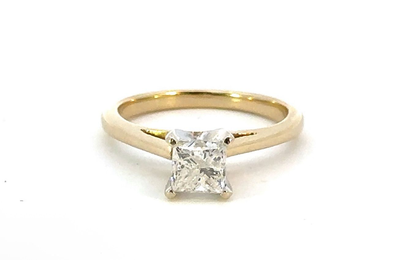 Woman’s Ladies 14k Two Toned White Yellow Gold Princess Cut Diamond Solitaire Engagement Ring .88CTW Size 7 GP3094184
