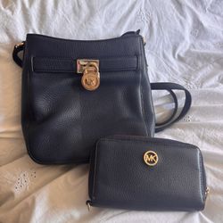 Navy Blue Michael Kors Purse and Wallet