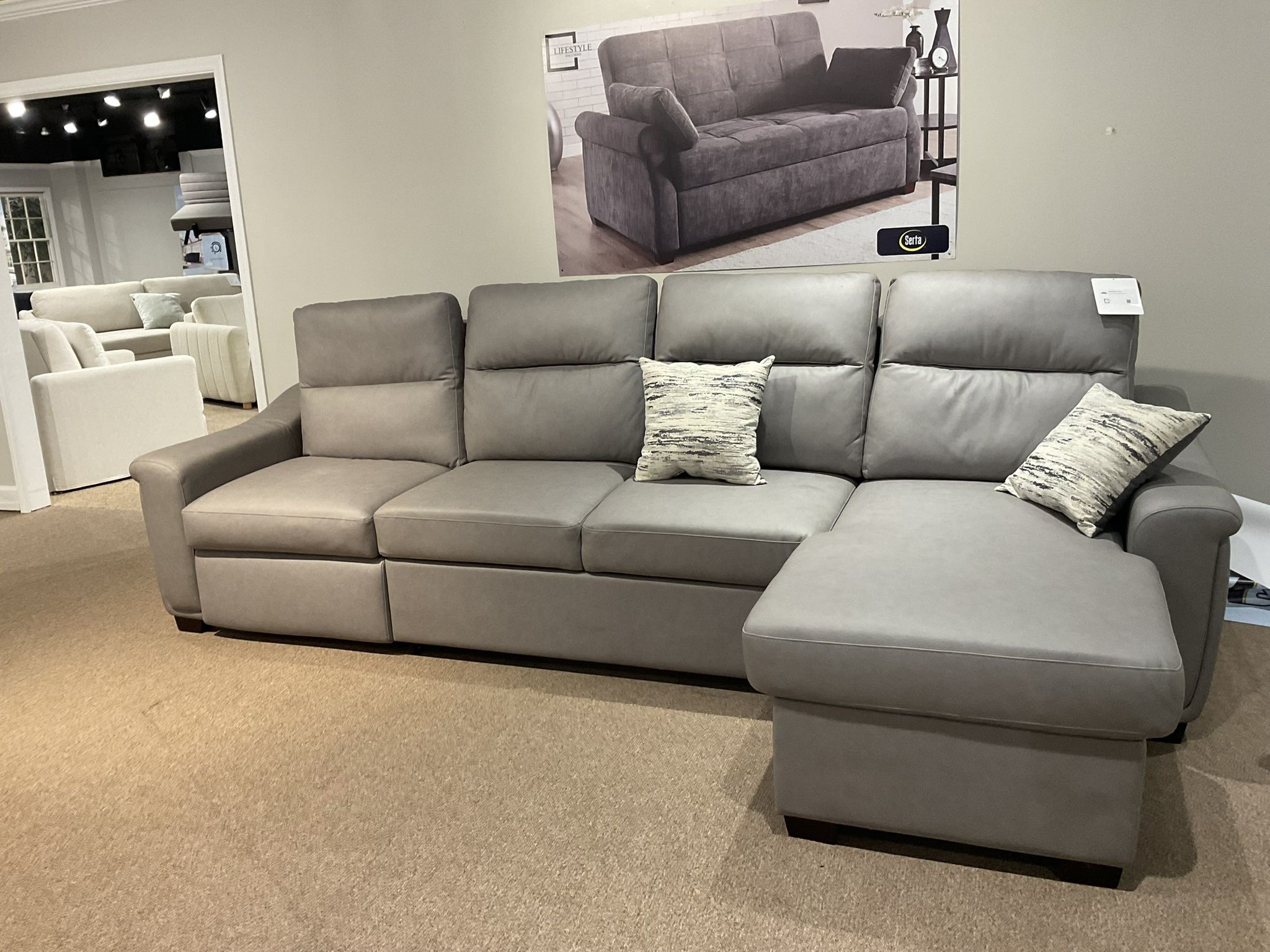 New Prescott Convertible Sectional W/ Power Recliner