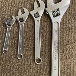 Vintage Truecraft Crescent wrenches 6 in, 8 in 10 in , 15 in made in Japan