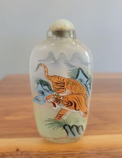 Vintage Reverse Hand Painted Glass Perfume Bottle