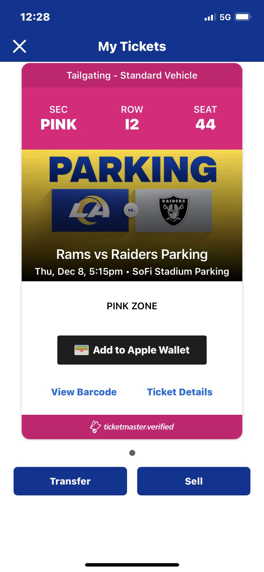 Rams vs Raiders Tailgate Pass