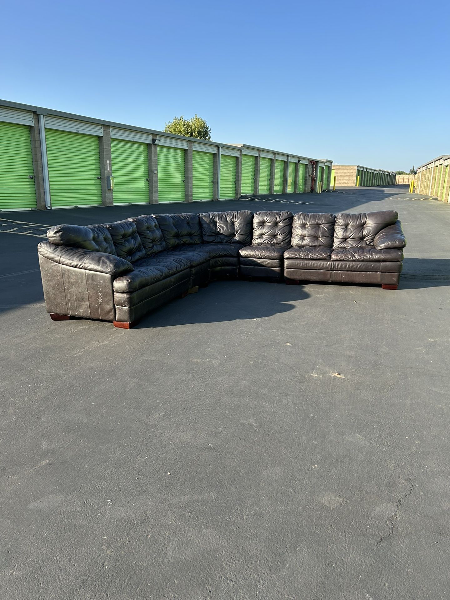  Large Black Leather Sectional Couch – $300 OBO (Rocklin)