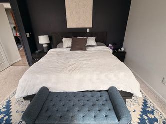 Living Spaces Solid Wood Bedroom Set + Tempur-Pedic Motorized Split King