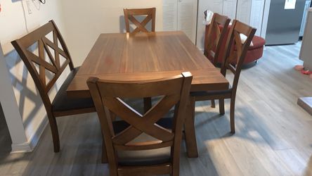 Wood Dining Table with 5 Chairs