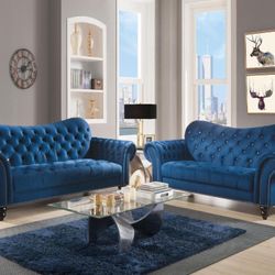 VELVET SOFA AND LOVESEAT BY ACME FURNITURE! AVAILABLE IN BLUE AND GREEN ! MINAS HOME FURNITURE! 851 Van Houten Ave Clifton NJ 07013