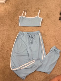 Baby Blue Crop Top and Jogger Set size Mall