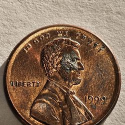 1999 1c Lincoln Cents Error Double Struck Broadstruk