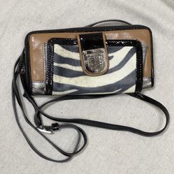 Brighton Purse Zebra Love Diva Wallet Wristlet Crossbody Organizer Handbag Glam