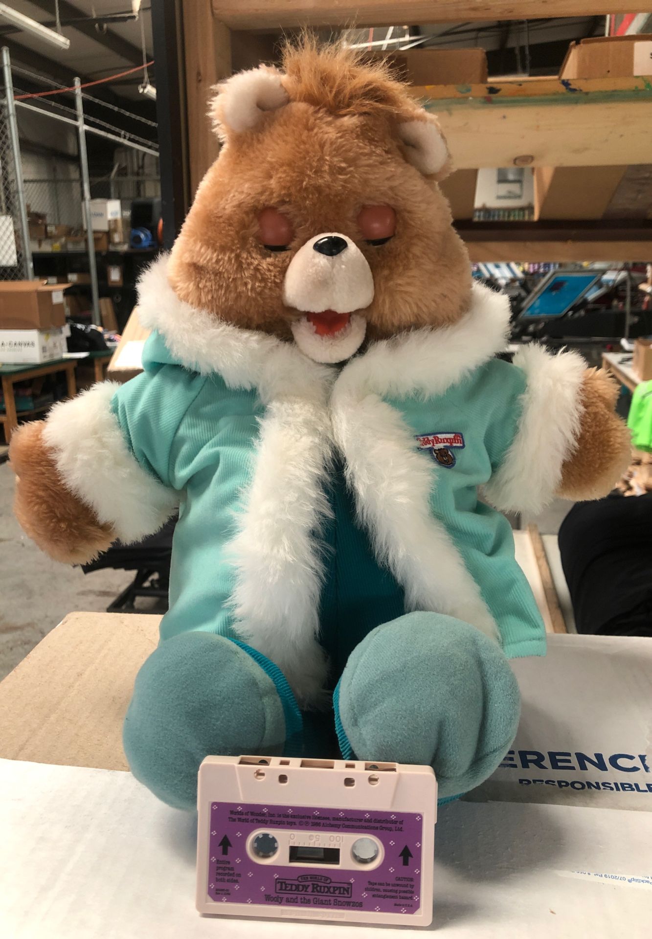 1985 Teddy Ruxpin (doesn’t work) with Arctic clothes and cassette