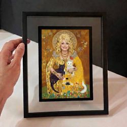 (5”x7”)Framed Dolly Parton in the Style of Gustav Klimt art print