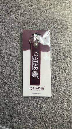 Authentic Qatar Airways "Remove Before Flight" Embroidered Keychain