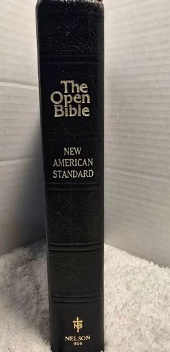 The Open Bible New American Standard Black Genuine Leather Nelson 956 DEM 1978
