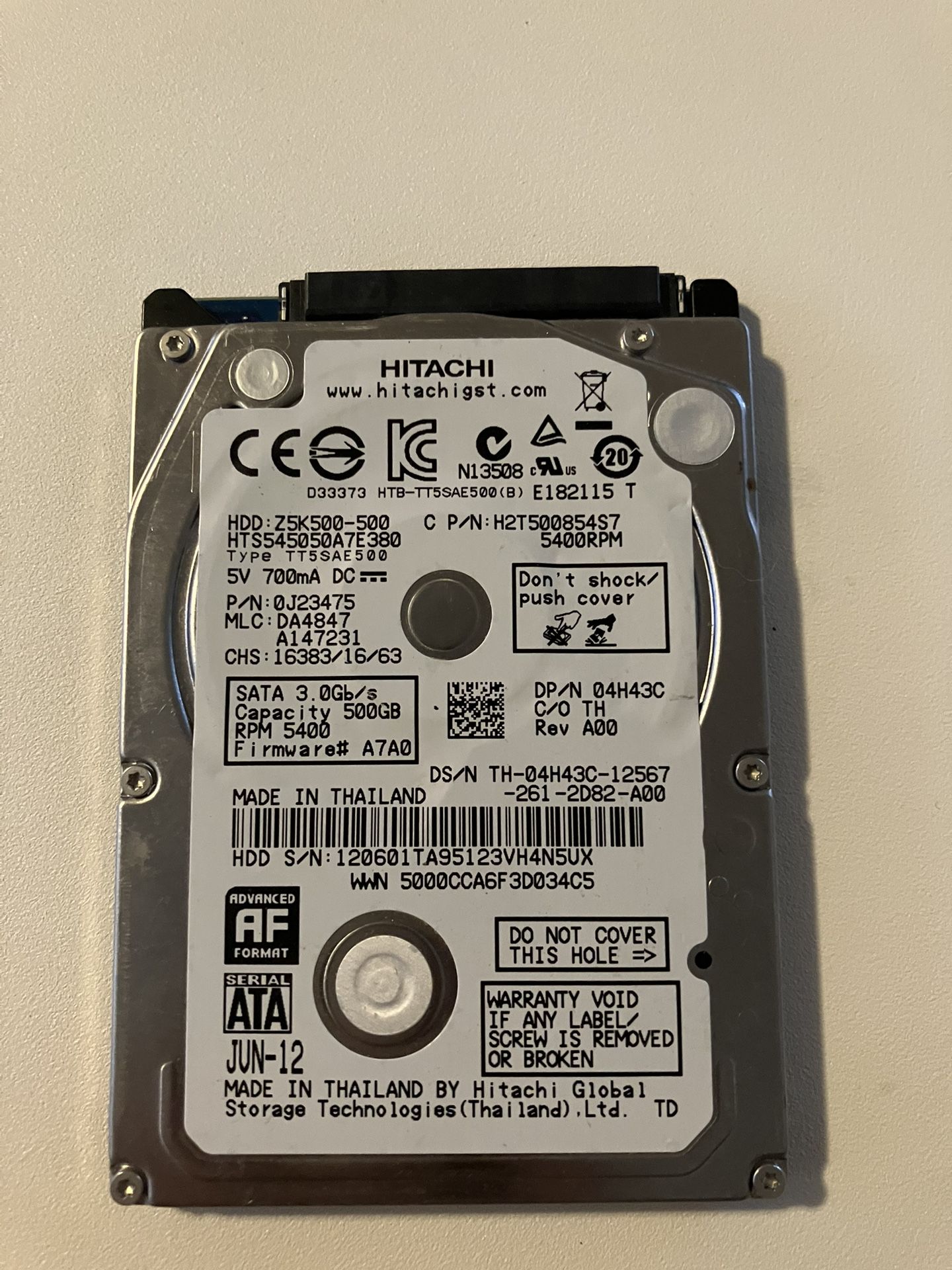 Hitachi Z7K500-500 - 500GB 5400RPM 2.5Inch SATA Hard Drive
